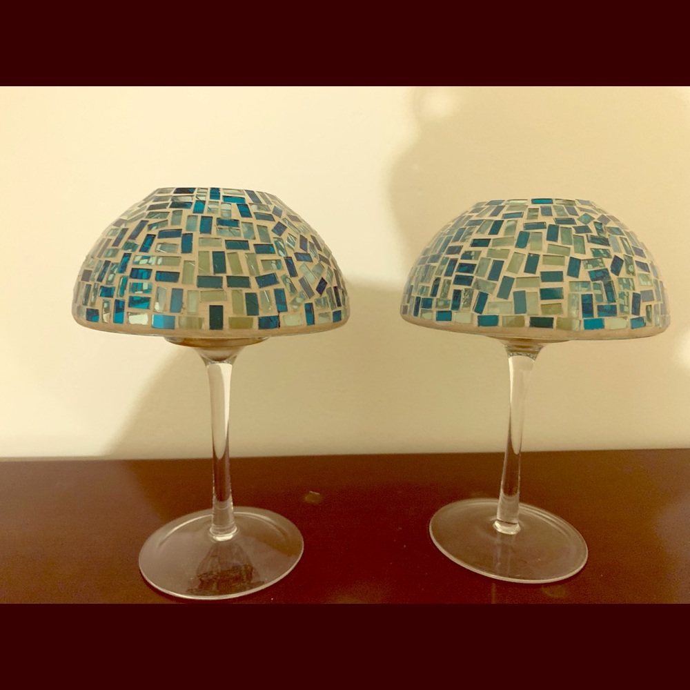Decorative glass candle holders